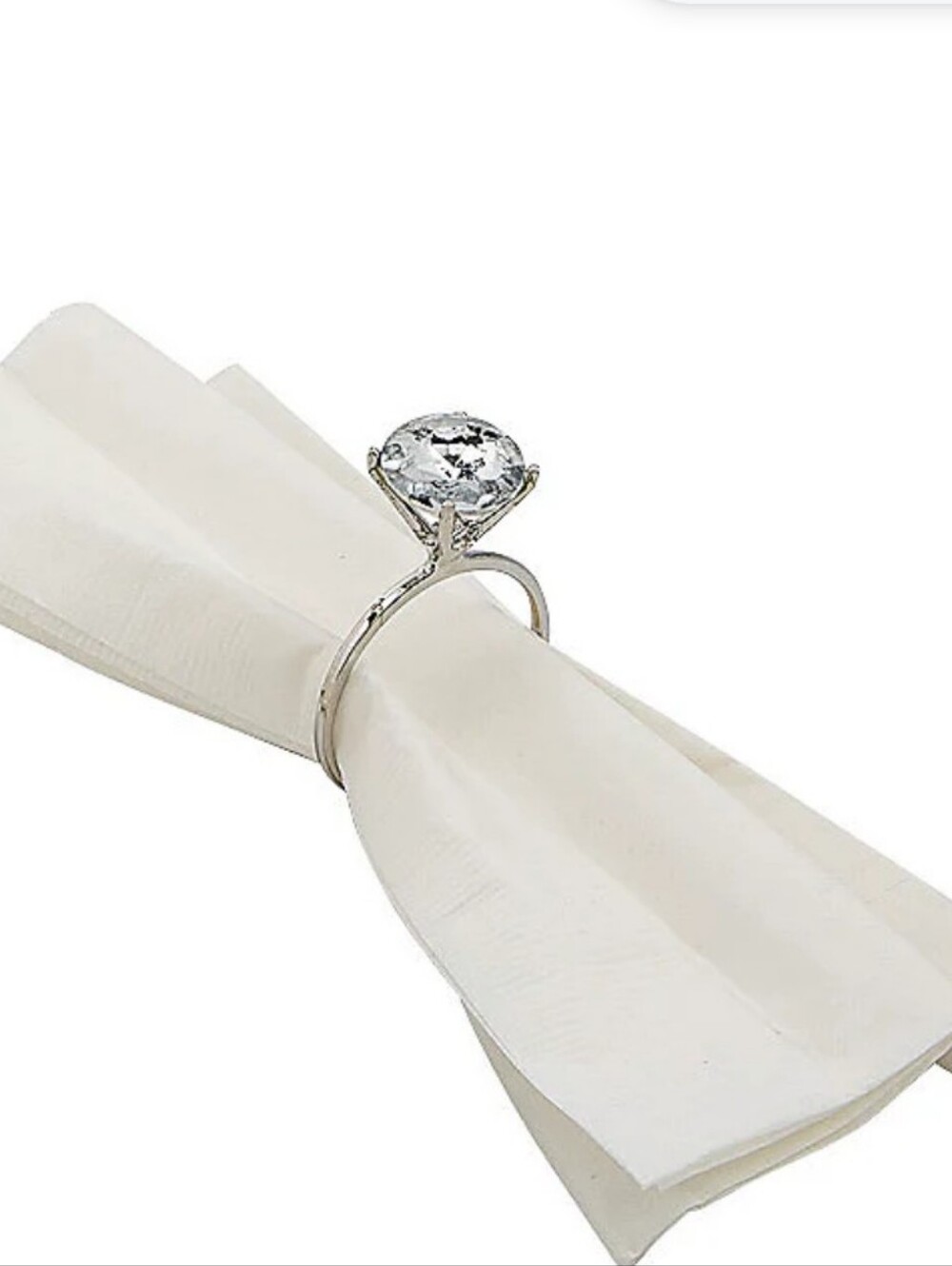 Crystal Gem Napkin Ring – 12 Piece Silver Accent